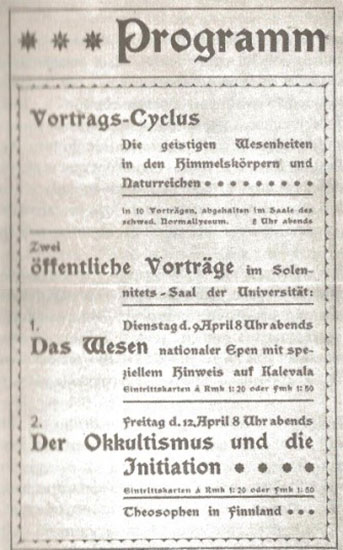 programa para o ciclo de conferencias em helsinque 1912